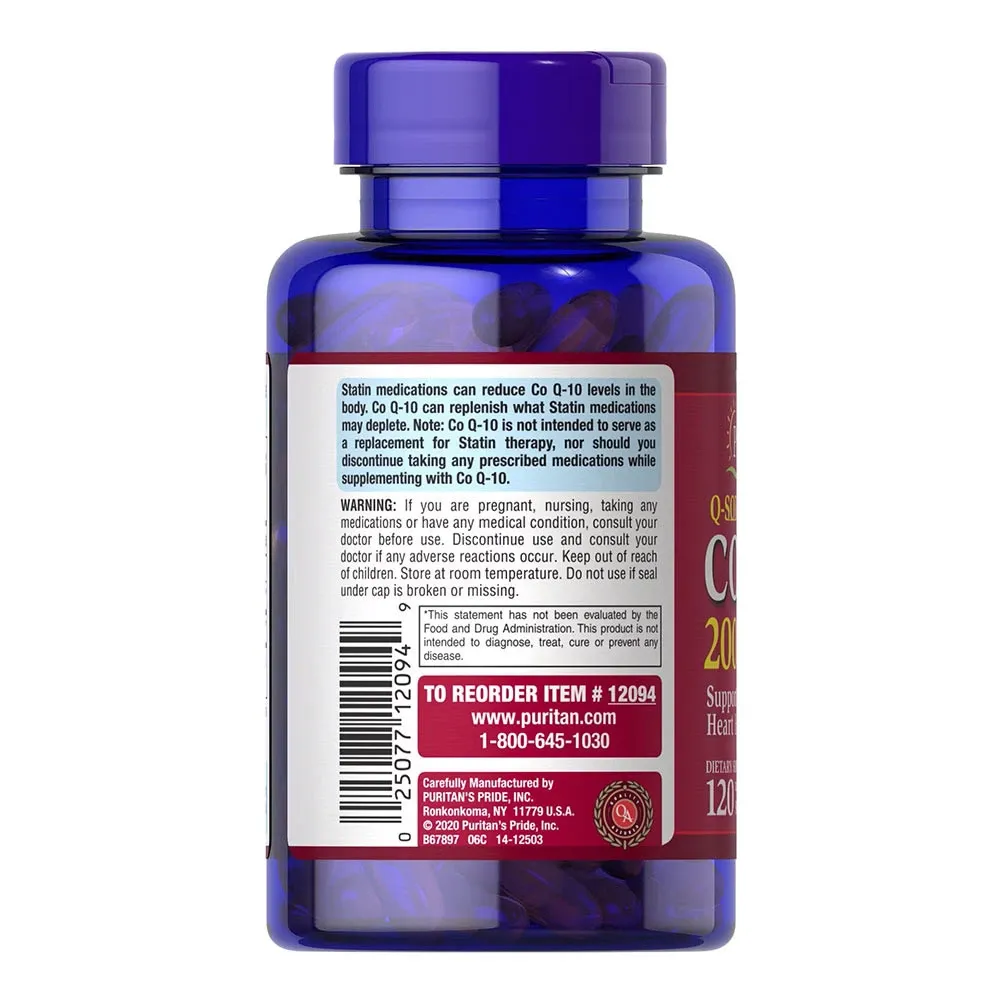 Puritans Pride CO Q-10 200 mg (120 Softgels) - immagine 5