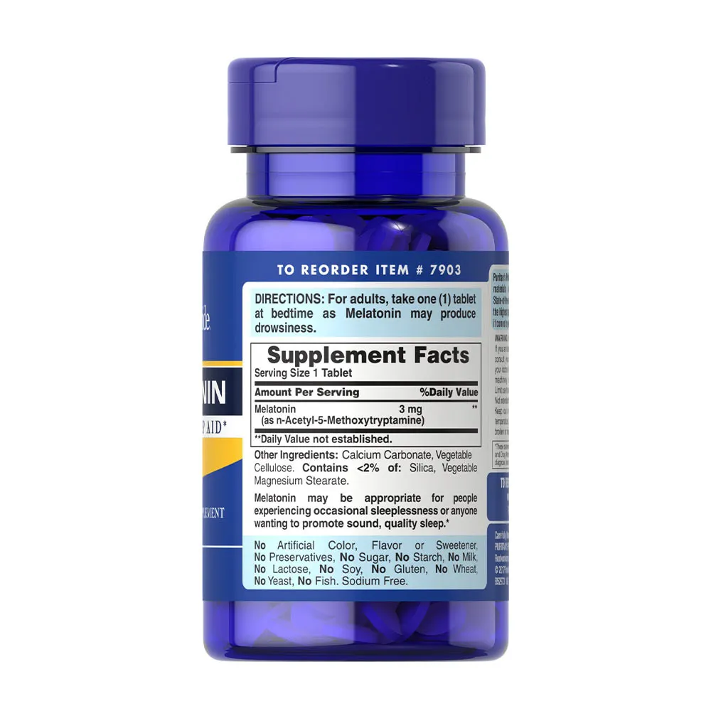 Puritan's Pride Melatonin 3 mg (120 Tablets) - immagine 6
