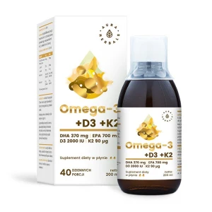 AURA HERBALS Omega-3 - 370 DHA / 700 EPA + D3 2000 UI + K2 (200 ml / 6
