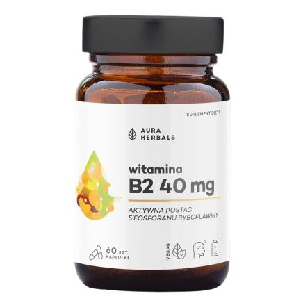 AURA HERBALS Vitamina B2 R-5-P 40 mg di riboflavina (60 capsule) - Viking Supplements