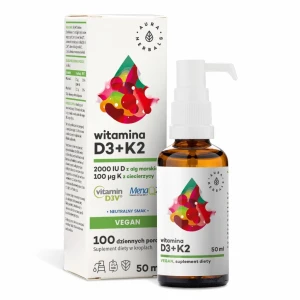 AURA HERBALS Vitamina D3 2000 UI + K2 Vegana (50 ml / 1