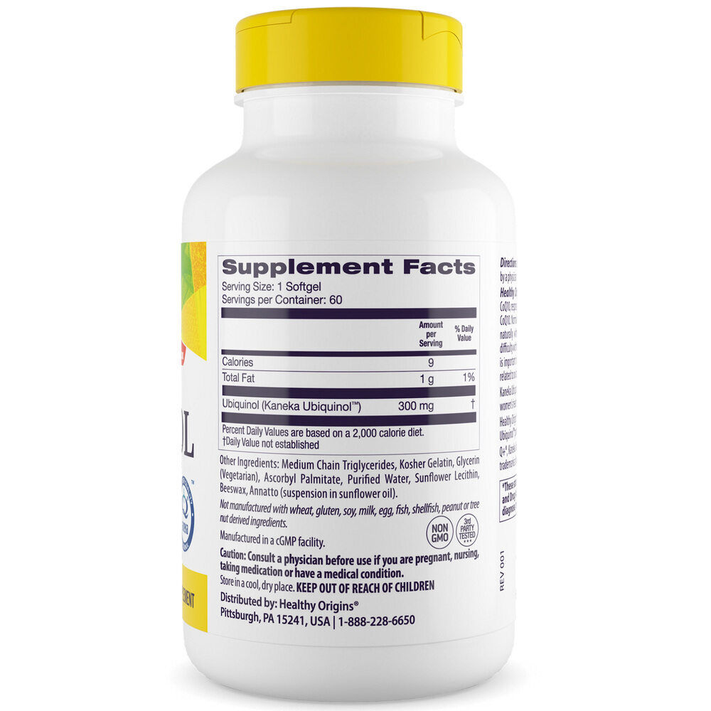 Healthy Origins Natural Ubiquinol 300mg 60 softgels - immagine 3
