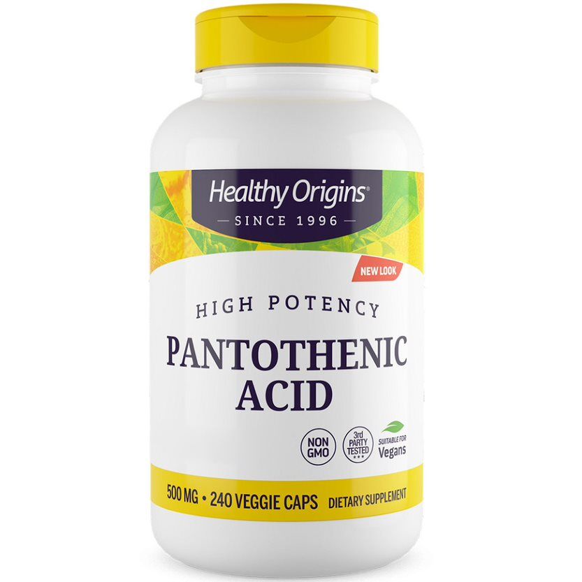Healthy Origins Acido pantotenico 500 mg, 240 capsule vegetali - Viking Supplements