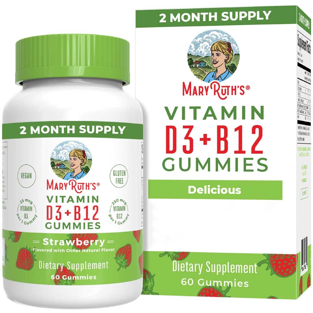 MaryRuth's Vitamin D3+B12 Gummies Strawberry 60 gummy bears - Viking Supplements
