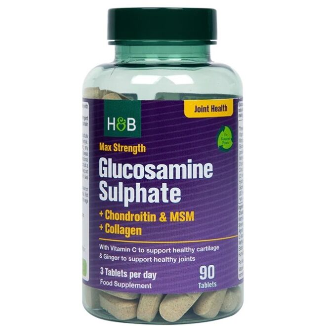 Glucosamina solfato ad alta concentrazione + condroitina e MSM + collagene - 90 compresse - Viking Supplements