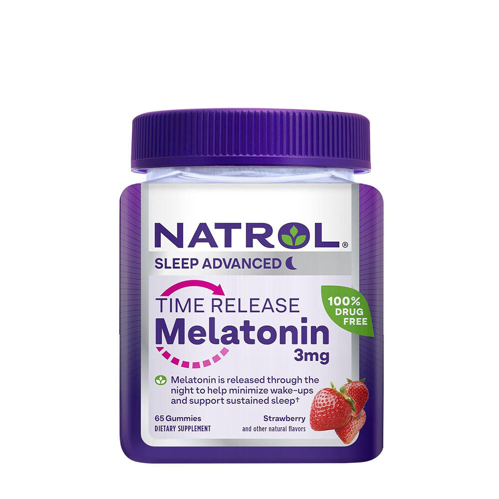 Natrol Melatonin gumicukorka 3 mg - eper ízű, 65 darab
