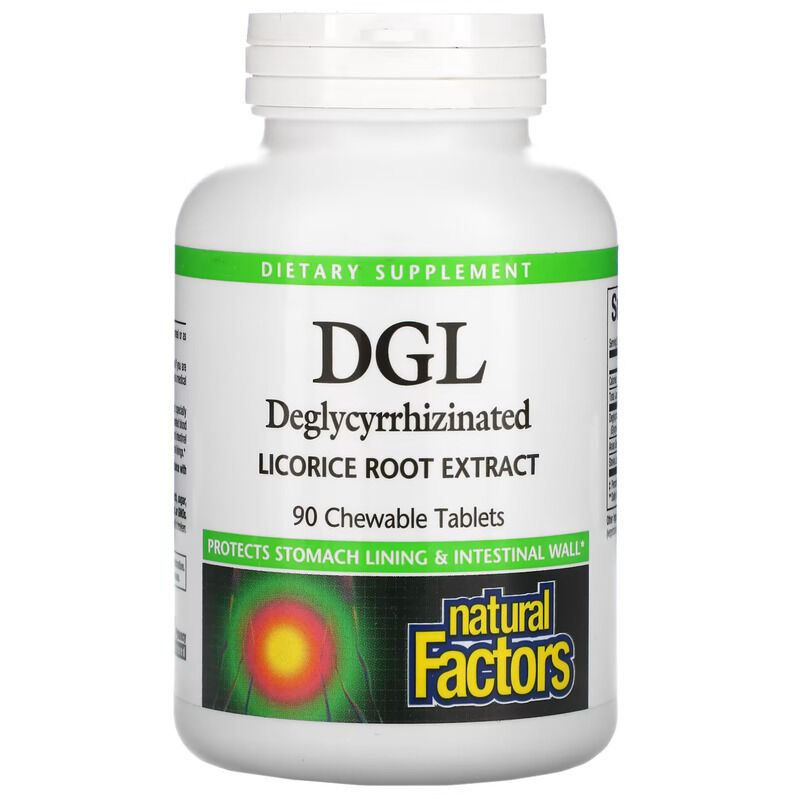 Natural Factors DGL Deglycyrrhizinated Licorice Root 400mg 90 chewable tablets - Viking Supplements