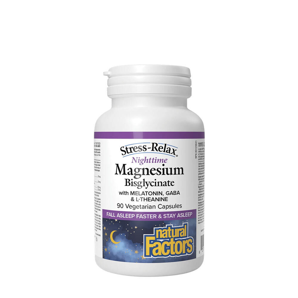 Natural Factors Stress-Relax Magnesio bisglicinato per la notte (90 capsule) - Viking Supplements