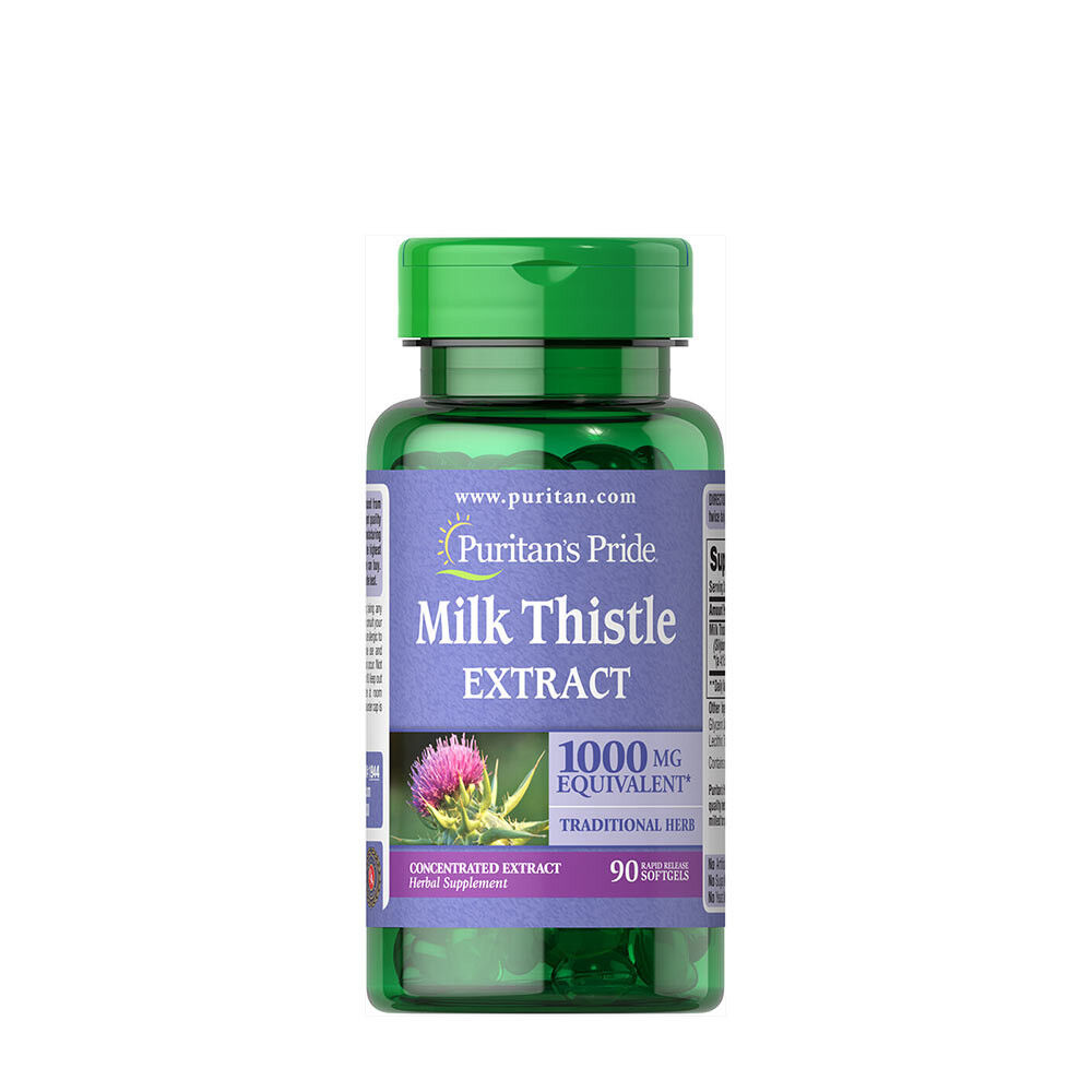Puritans Pride Estratto di cardo mariano 4:1 1000 mg (silimarina) (90 capsule molli) - Viking Supplements