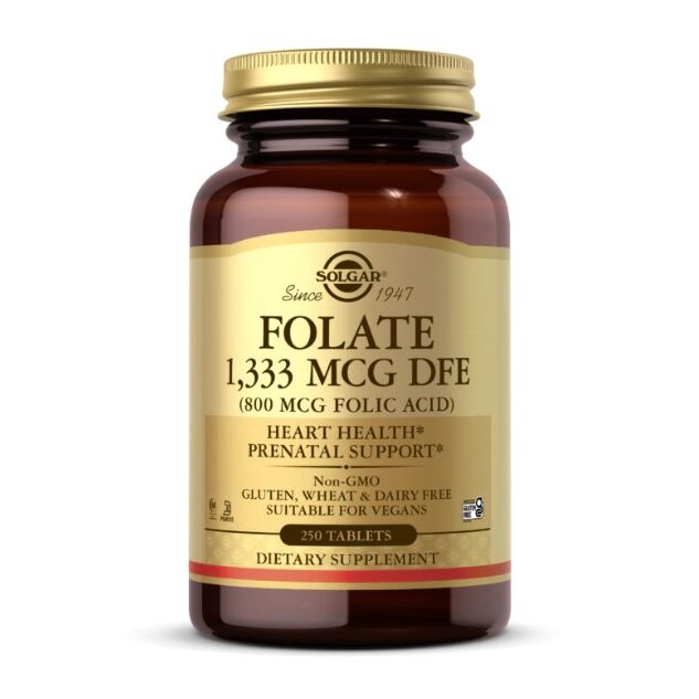 SOLGAR Folato 1333 mcg DFE (800 mcg di acido folico) (250 compresse) - Viking Supplements