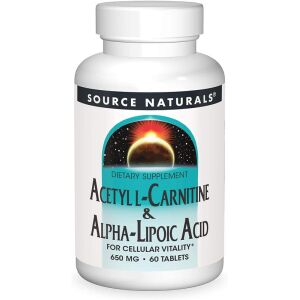 Source Naturals Acetil-L-carnitina e acido alfa-lipoico 650 mg, 60 compresse vegetali - Viking Supplements