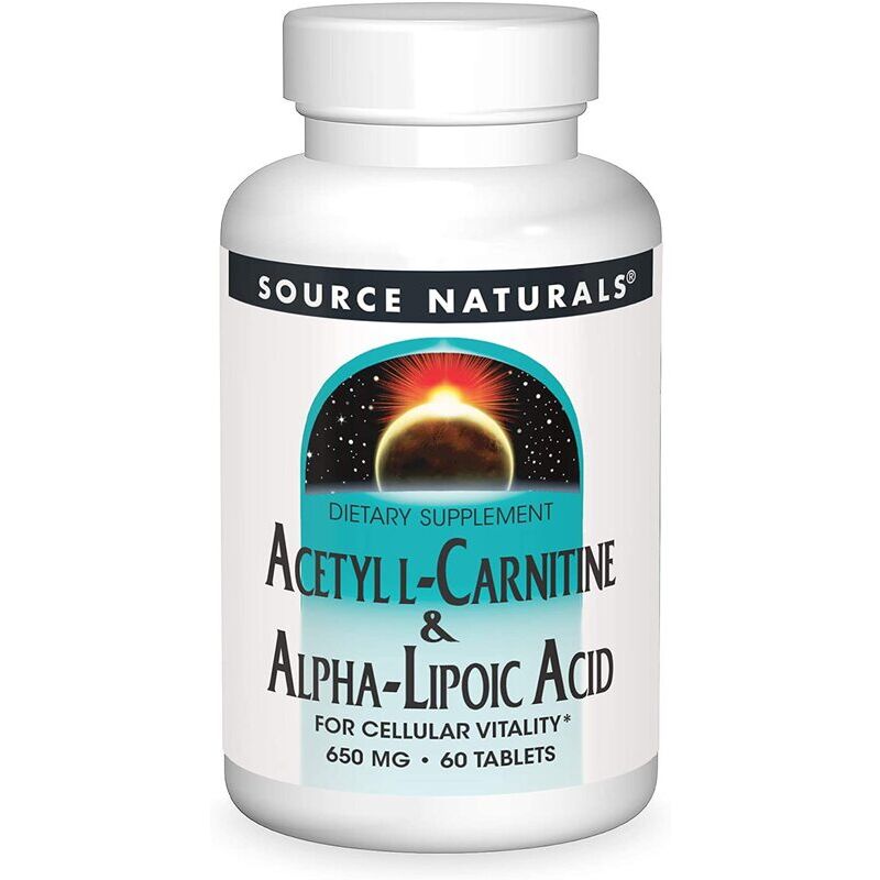 Source Naturals Acetil-L-carnitina e acido alfa-lipoico 650 mg, 60 compresse vegetali - Viking Supplements
