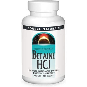 Source Naturals Betaina HCl 650 mg, 180 compresse - Viking Supplements