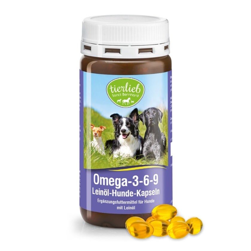 TIERLIEB Capsule di olio di semi di lino Omega-3-6-9 per cani (180 capsule) - Viking Supplements