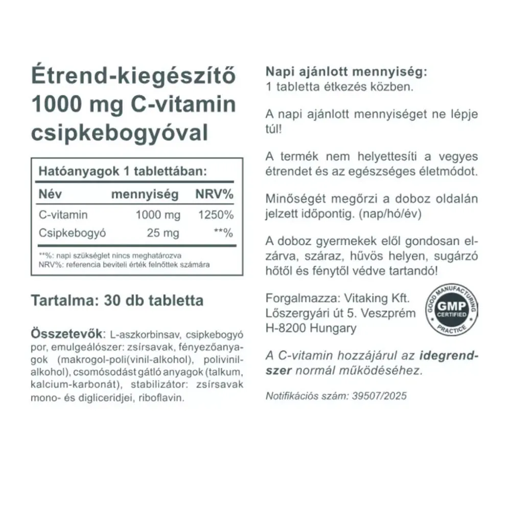 Vitaking C-1000 mg with 25 mg Rosehip (30 Tablets) - immagine 2