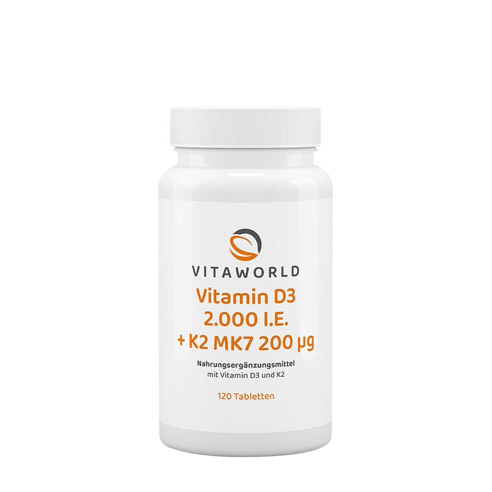 Vitaworld Vitamina D3 2000 UI + K2 MK7 200 mcg (120 compresse) - Viking Supplements